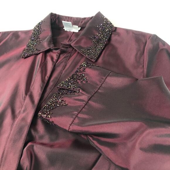 Zola Evening burgundy beaded blazer 10 - Picture 10 of 12
